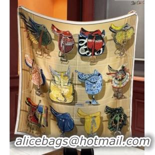 Best Price Hermes Cashmere & Silk Shawl 140x140cm Scarf H11214 Light Brown 2026