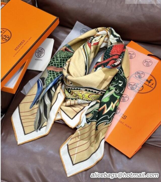 Best Price Hermes Cashmere & Silk Shawl 140x140cm Scarf H11214 Light Brown 2026