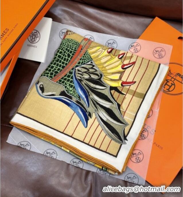 Best Price Hermes Cashmere & Silk Shawl 140x140cm Scarf H11214 Light Brown 2026