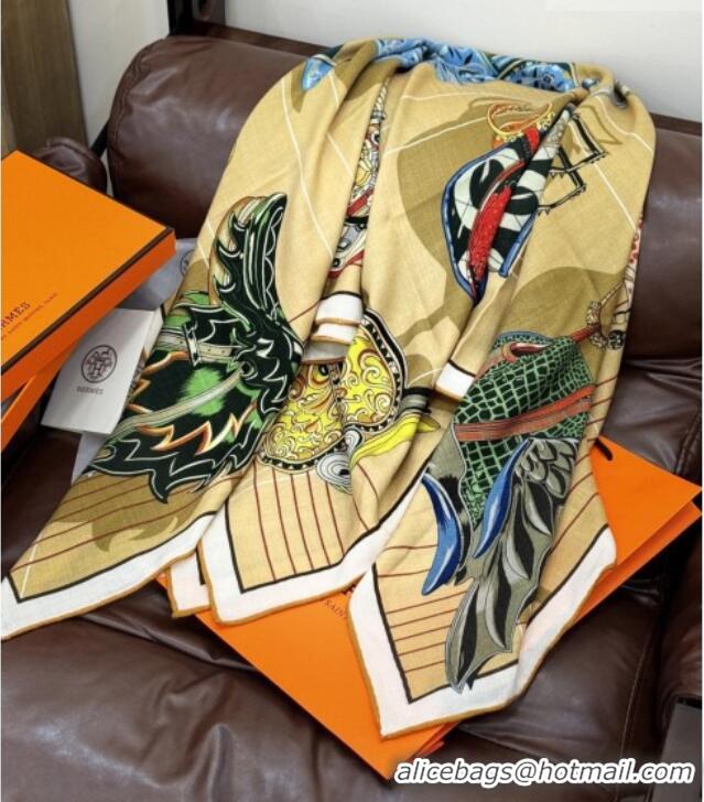 Best Price Hermes Cashmere & Silk Shawl 140x140cm Scarf H11214 Light Brown 2026