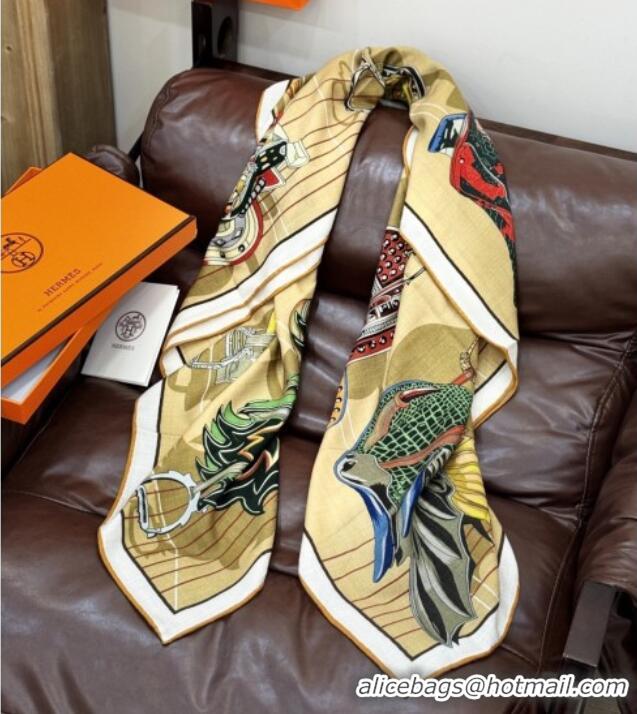 Best Price Hermes Cashmere & Silk Shawl 140x140cm Scarf H11214 Light Brown 2026