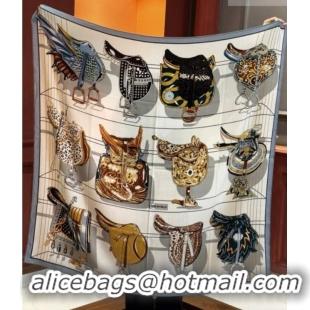 Best Product Hermes Cashmere & Silk Shawl 140x140cm Scarf H11215 Beige/Blue 2026