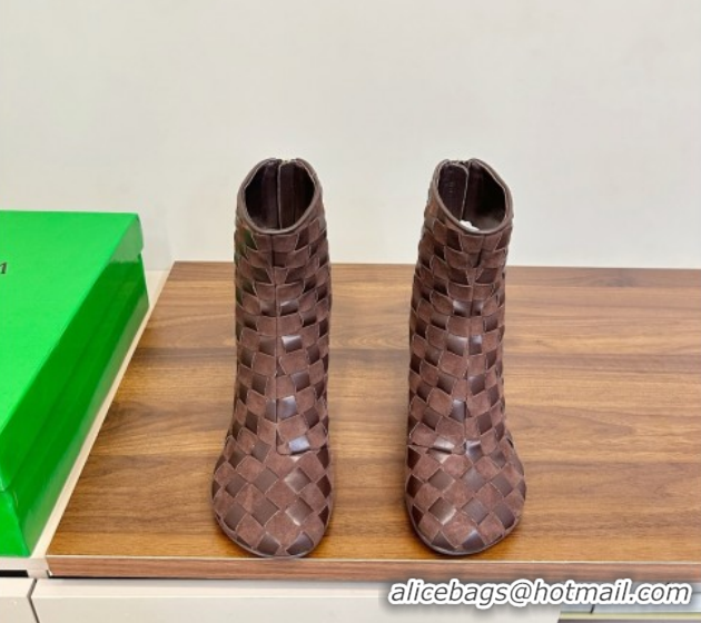 Shop Cheap Bottega Veneta Intrecciato Suede Atomic Ankle Boots 8cm Fondant Brown 1206046 2026