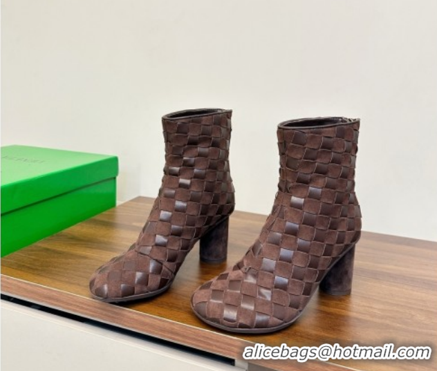 Shop Cheap Bottega Veneta Intrecciato Suede Atomic Ankle Boots 8cm Fondant Brown 1206046 2026