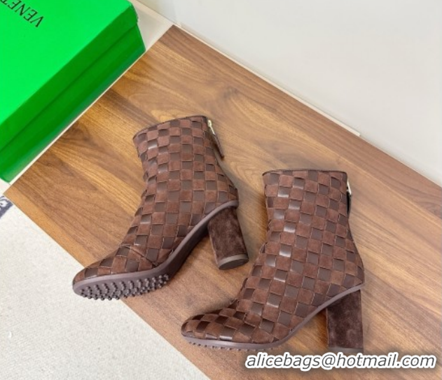 Shop Cheap Bottega Veneta Intrecciato Suede Atomic Ankle Boots 8cm Fondant Brown 1206046 2026