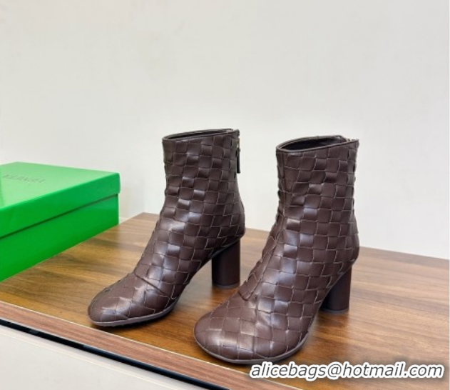 Classic Hot Bottega Veneta Intrecciato Leather Atomic Ankle Boots 8cm Fondant Brown 1206048 2026