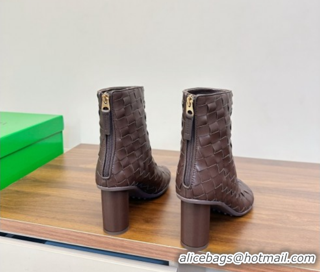 Classic Hot Bottega Veneta Intrecciato Leather Atomic Ankle Boots 8cm Fondant Brown 1206048 2026