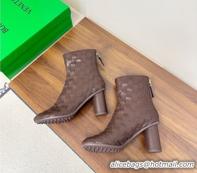 Classic Hot Bottega Veneta Intrecciato Leather Atomic Ankle Boots 8cm Fondant Brown 1206048 2026