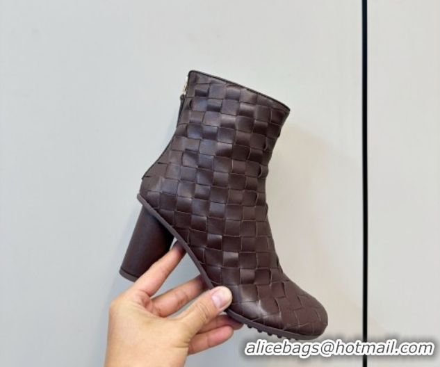 Classic Hot Bottega Veneta Intrecciato Leather Atomic Ankle Boots 8cm Fondant Brown 1206048 2026