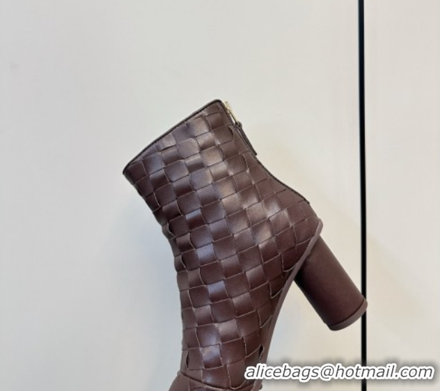 Classic Hot Bottega Veneta Intrecciato Leather Atomic Ankle Boots 8cm Fondant Brown 1206048 2026