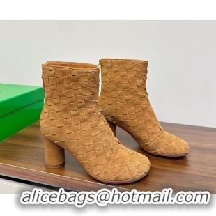Good Quality Bottega Veneta Intrecciato Suede Atomic Ankle Boots 8cm Beige 1206050 2026