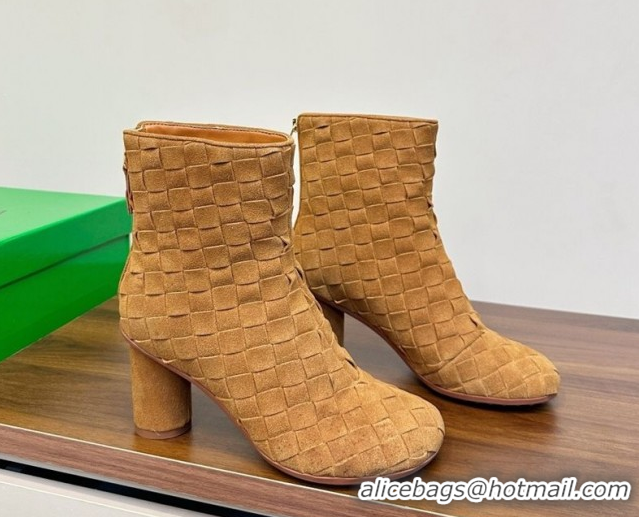 Good Quality Bottega Veneta Intrecciato Suede Atomic Ankle Boots 8cm Beige 1206050 2026