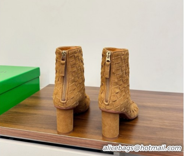 Good Quality Bottega Veneta Intrecciato Suede Atomic Ankle Boots 8cm Beige 1206050 2026