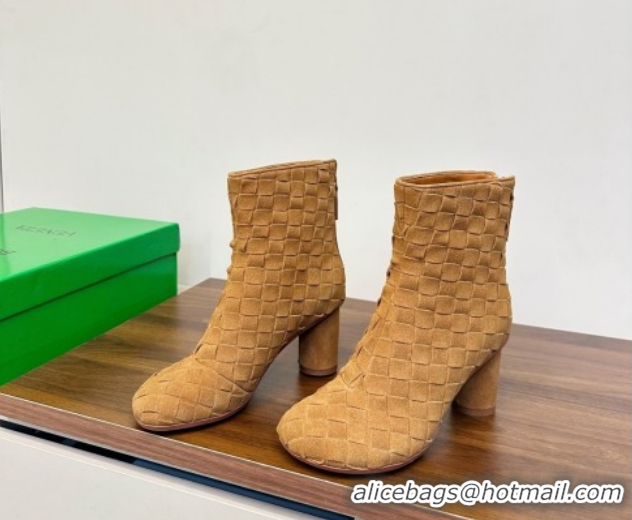 Good Quality Bottega Veneta Intrecciato Suede Atomic Ankle Boots 8cm Beige 1206050 2026