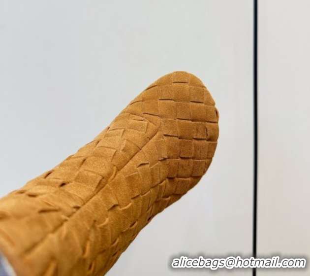 Good Quality Bottega Veneta Intrecciato Suede Atomic Ankle Boots 8cm Beige 1206050 2026