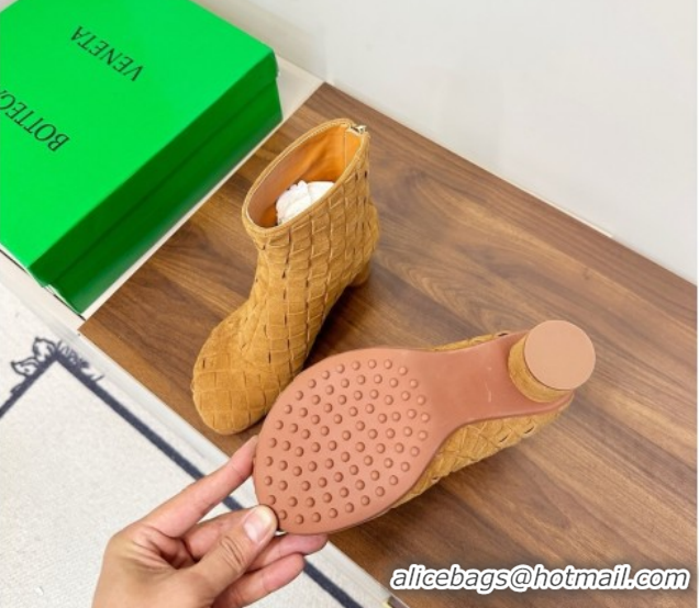 Good Quality Bottega Veneta Intrecciato Suede Atomic Ankle Boots 8cm Beige 1206050 2026