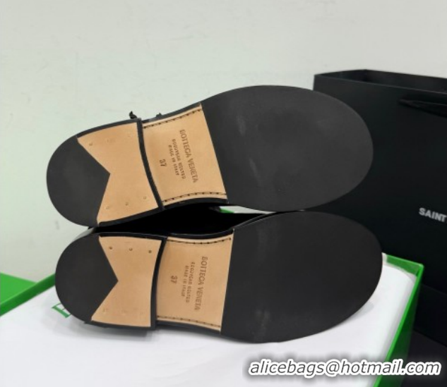 Low Price Bottega Veneta James Suede Flat Ankle Boots with Triangle Buckle Black 1206052 2026