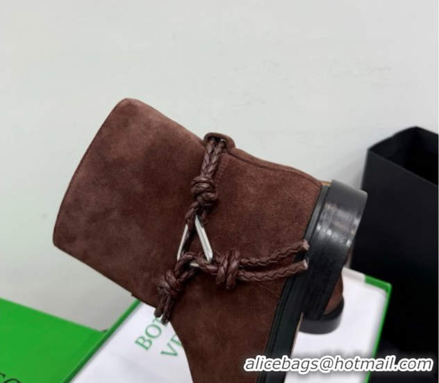 Popular Style Bottega Veneta James Suede Flat Ankle Boots with Triangle Buckle Dark Brown 1206053 2026
