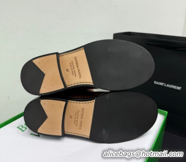 Popular Style Bottega Veneta James Suede Flat Ankle Boots with Triangle Buckle Dark Brown 1206053 2026