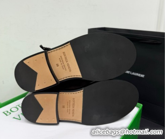 Buy Discount Bottega Veneta James Suede Flat High Boots with Triangle Buckle Fondant Brown 1206054 2026