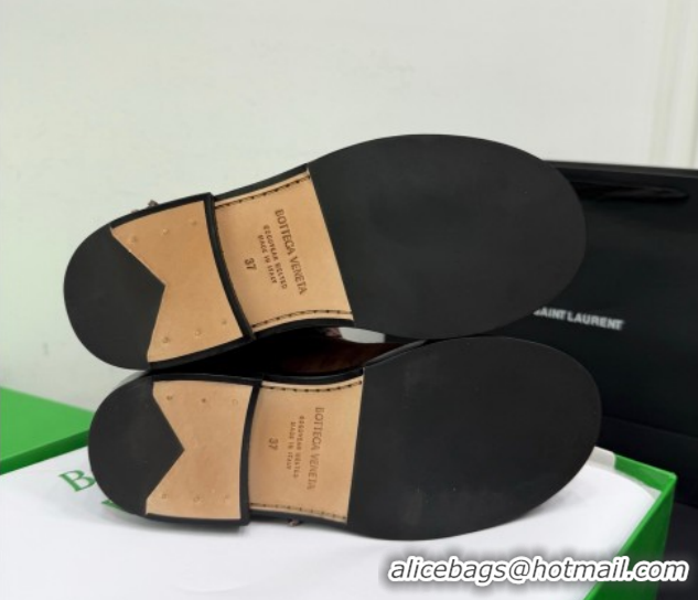 Pretty Style Bottega Veneta James Suede Flat High Boots with Triangle Buckle Fondant Brown 1206056 2026