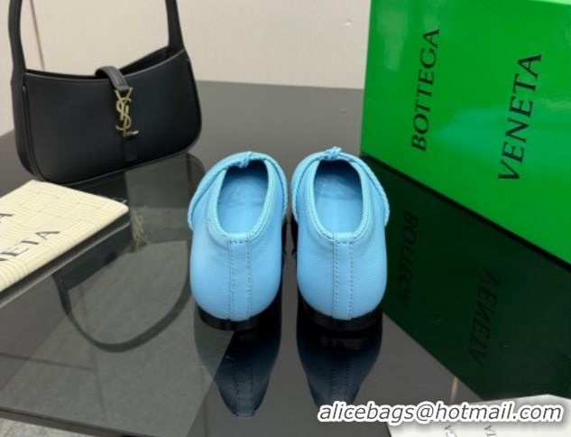 Best Product Bottega Veneta Rosa Mary-Jane Ballerinas Flat in Lambskin Leather with Knit Strap Blue 1206057 2026