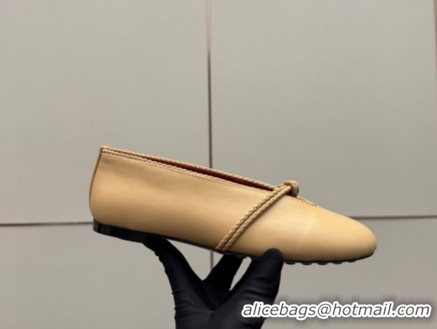 Purchase Bottega Veneta Rosa Mary-Jane Ballerinas Flat in Lambskin Leather with Knit Strap Beige 1206058 2026