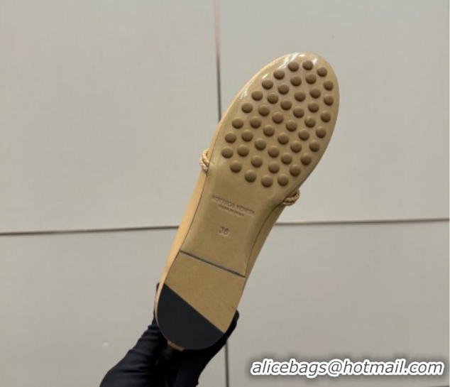 Purchase Bottega Veneta Rosa Mary-Jane Ballerinas Flat in Lambskin Leather with Knit Strap Beige 1206058 2026