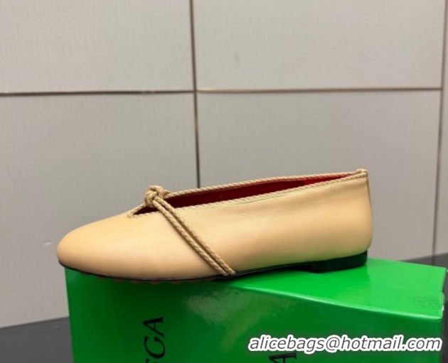 Purchase Bottega Veneta Rosa Mary-Jane Ballerinas Flat in Lambskin Leather with Knit Strap Beige 1206058 2026