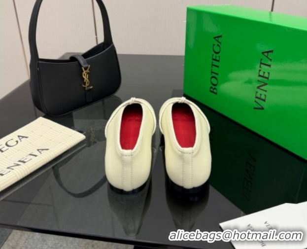 Top Grade Bottega Veneta Rosa Mary-Jane Ballerinas Flat in Lambskin Leather with Knit Strap White 1206059 2026