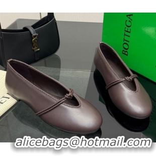 Low Cost Bottega Veneta Rosa Mary-Jane Ballerinas Flat in Lambskin Leather with Knit Strap Fondant Brown 1206060 2026