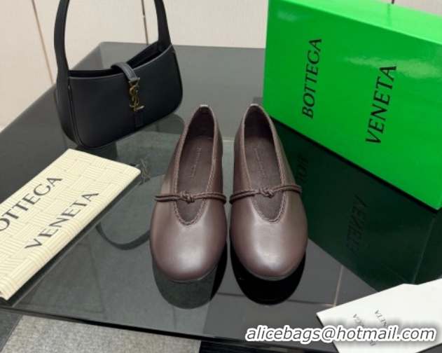 Low Cost Bottega Veneta Rosa Mary-Jane Ballerinas Flat in Lambskin Leather with Knit Strap Fondant Brown 1206060 2026