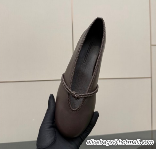 Low Cost Bottega Veneta Rosa Mary-Jane Ballerinas Flat in Lambskin Leather with Knit Strap Fondant Brown 1206060 2026