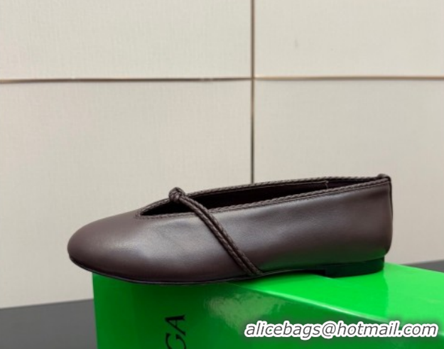 Low Cost Bottega Veneta Rosa Mary-Jane Ballerinas Flat in Lambskin Leather with Knit Strap Fondant Brown 1206060 2026