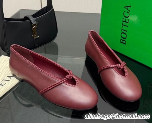 Good Looking Bottega Veneta Rosa Mary-Jane Ballerinas Flat in Lambskin Leather with Knit Strap Red 1206061 2026