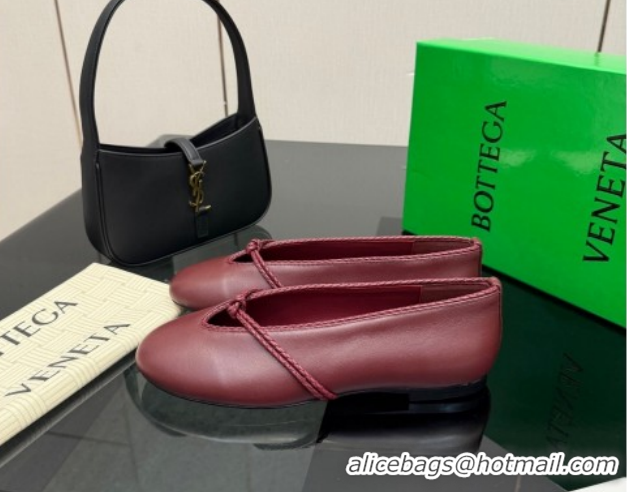 Good Looking Bottega Veneta Rosa Mary-Jane Ballerinas Flat in Lambskin Leather with Knit Strap Red 1206061 2026