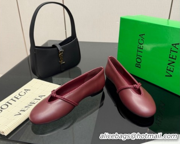 Good Looking Bottega Veneta Rosa Mary-Jane Ballerinas Flat in Lambskin Leather with Knit Strap Red 1206061 2026