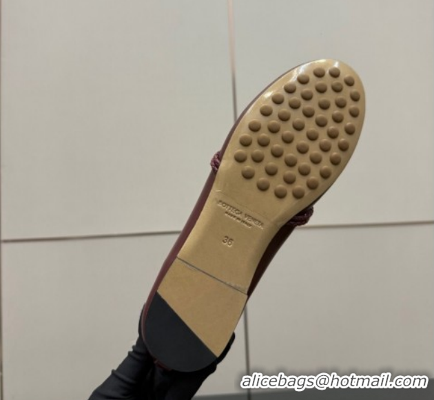 Good Looking Bottega Veneta Rosa Mary-Jane Ballerinas Flat in Lambskin Leather with Knit Strap Red 1206061 2026