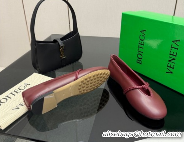 Good Looking Bottega Veneta Rosa Mary-Jane Ballerinas Flat in Lambskin Leather with Knit Strap Red 1206061 2026