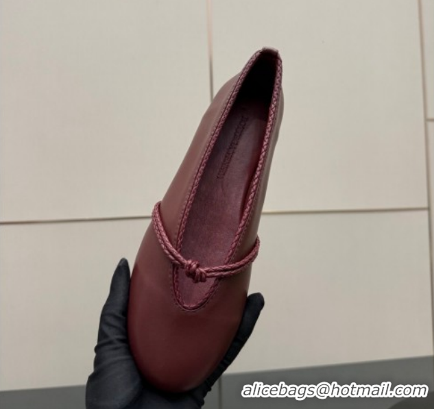 Good Looking Bottega Veneta Rosa Mary-Jane Ballerinas Flat in Lambskin Leather with Knit Strap Red 1206061 2026