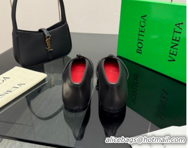 Unique Style Bottega Veneta Rosa Mary-Jane Ballerinas Flat in Lambskin Leather with Knit Strap Black 1206062 2026