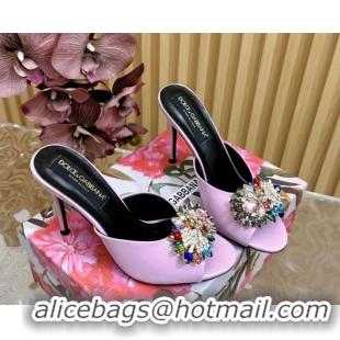 Grade Dolce & Gabbana Patent Leather Heel Slides Sandal 10cm with Strass DG121104 Purple 2026