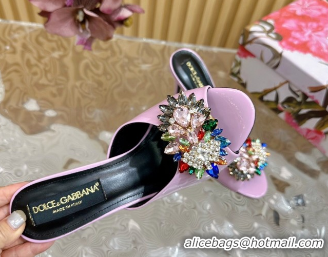 Grade Dolce & Gabbana Patent Leather Heel Slides Sandal 10cm with Strass DG121104 Purple 2026