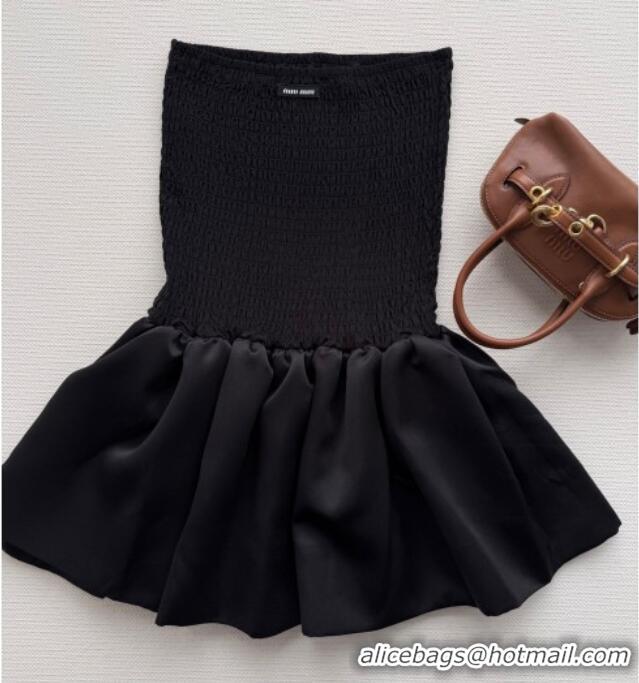 ​Buy Inexpensive Miu Miu Knit and Silk Dress MM011301 Black 2026