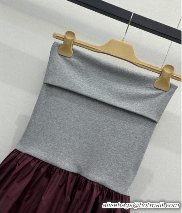 Promotional Miu Miu Knit Dress MM011301 Grey/Burgundy 2026