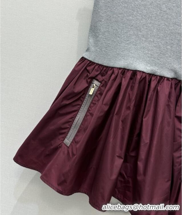 Promotional Miu Miu Knit Dress MM011301 Grey/Burgundy 2026