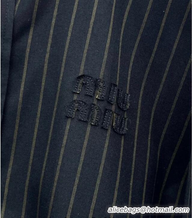 ​Top Quality Miu Miu Wool Striped Jacket and Mini Skirt Set MM011304 Black 2026