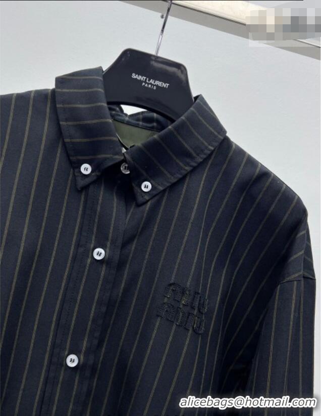 ​Top Quality Miu Miu Wool Striped Jacket and Mini Skirt Set MM011304 Black 2026