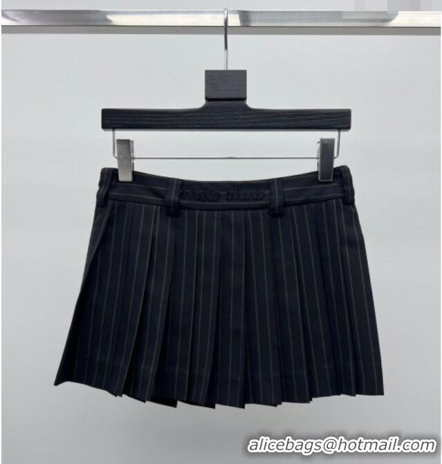 ​Top Quality Miu Miu Wool Striped Jacket and Mini Skirt Set MM011304 Black 2026