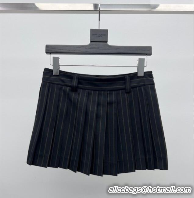 ​Top Quality Miu Miu Wool Striped Jacket and Mini Skirt Set MM011304 Black 2026